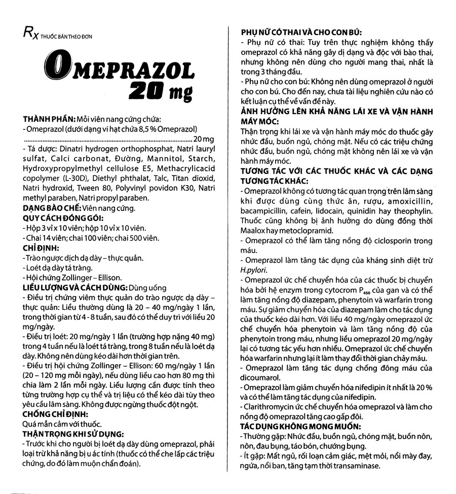Omeprazol Domesco 20mg trị trào ngược dạ dày, thực quản (3 vỉ x 10 viên) - 3